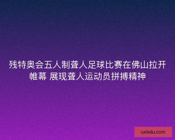 残特奥会五人制聋人足球比赛在佛山拉开帷幕 展现聋人运动员拼搏精神